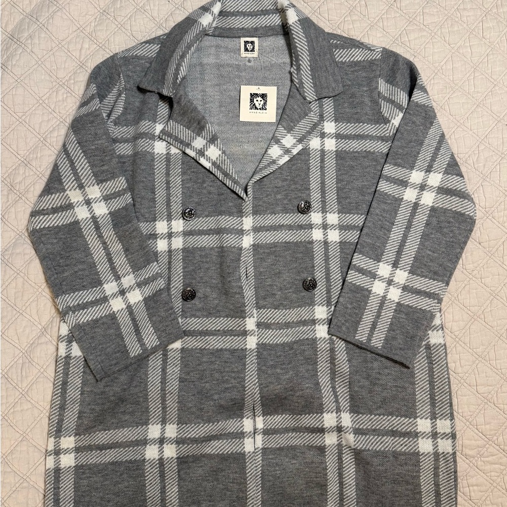Anne Klein Gray Plaid Jacket
